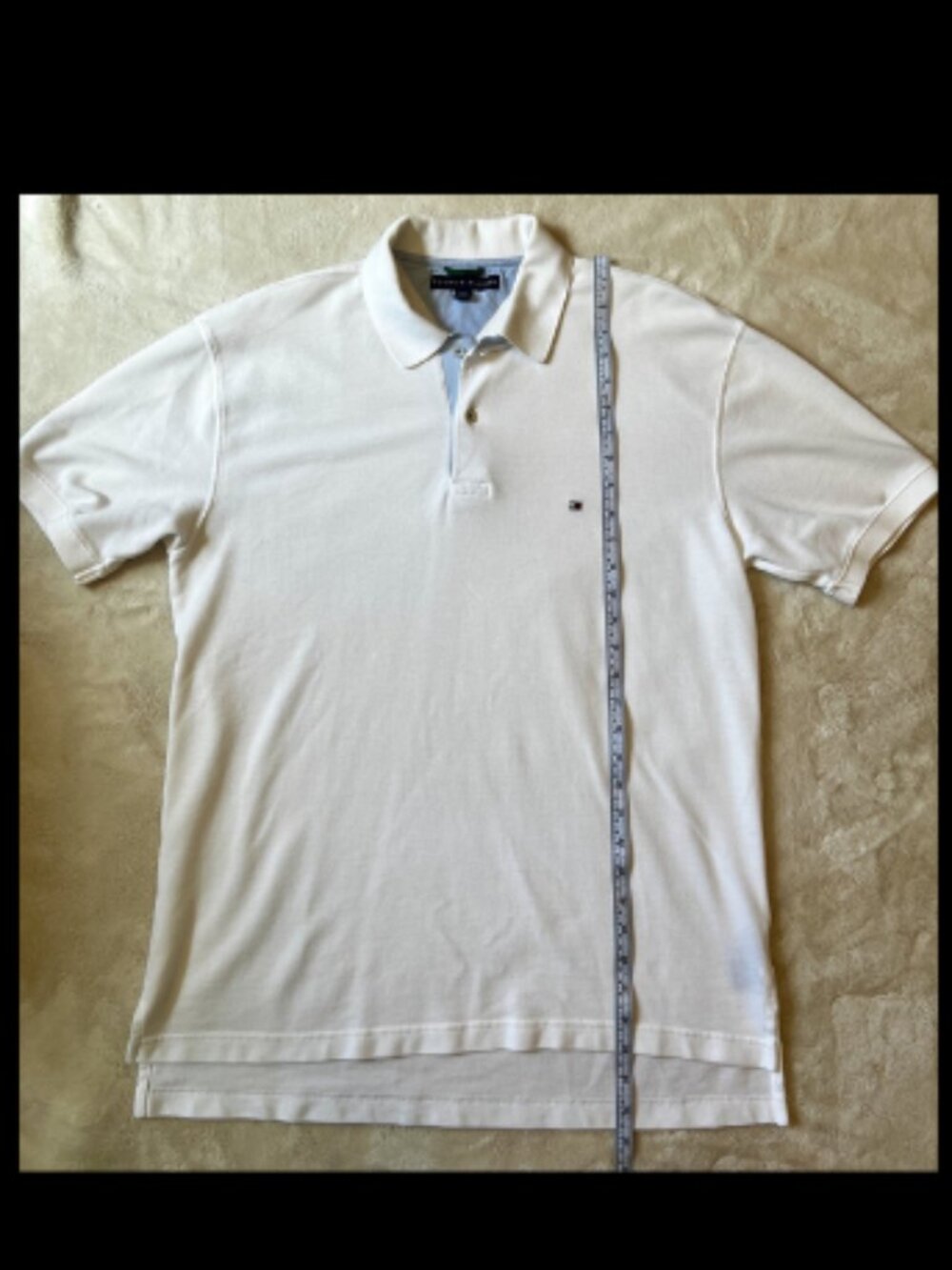 Tommy Hilfiger Men’s White Short Sleeve Polo Shirt Classic Logo Size L